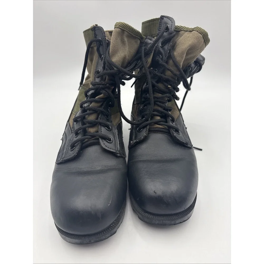 Rothco Military Jungle Boots Mens Combat Black Leather Olive Canvas 7R